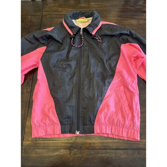 Vintage TRACK & COURT pink stripe Full Zip TRACK JACKET Mens Medium - Picture 2 of 16
